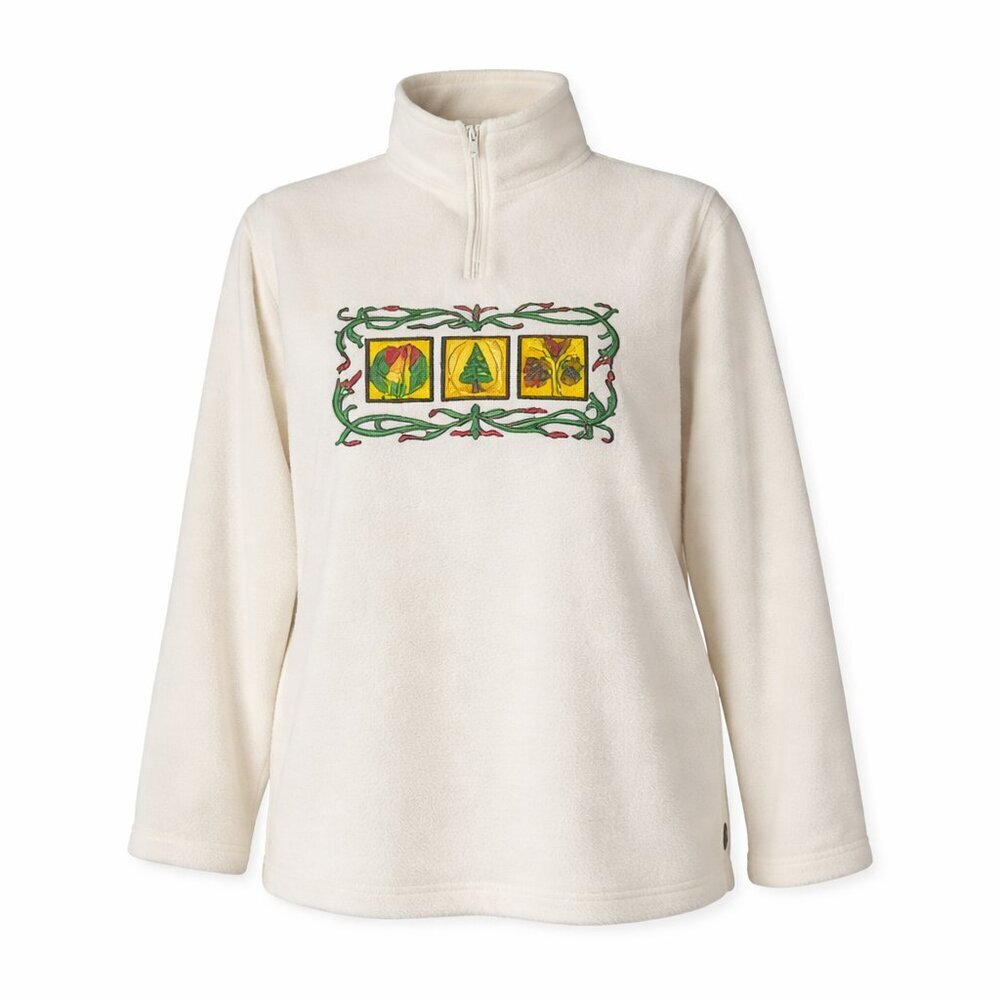 Vintage LAVON Fleece Quarter Zip Pullover Christmas “JOY” Xmas Size L